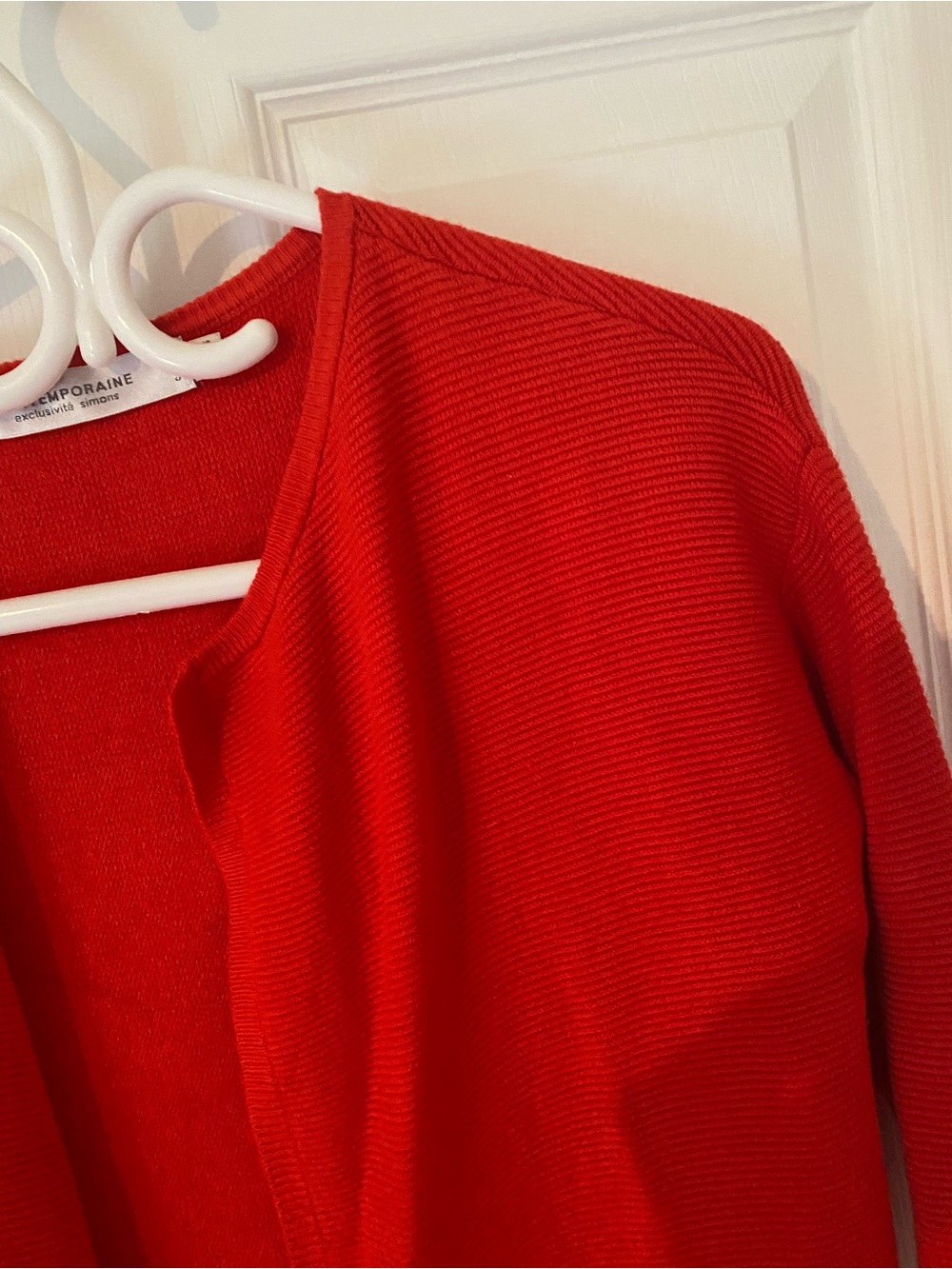 Contemporaine (Simons) 3/4 Sleeve Open Cardigan – Tangerine Orange